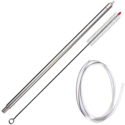 Professional Stainless Steel Spring Loaded Bottle Filler 14" With 6.5 Feet Of Tubing - Beer, Wine, Kombucha With Filler Brush And 6.5 Feet 5/16" ID Of Tubing By Ubrewusa