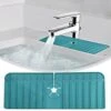 Silicone Faucet Handle Drip Catcher Tray Mat, Kitchen Faucet Mat Sink Splash Guard,Sink Drain Pad Behind Faucet,Countertop Protector Drying Mat For Bathroom, Kitchen (Blue)