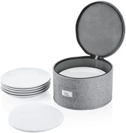 China Storage Container For Saucer And Appetizer Plates - 7" W X 5.5" H - Includes 12 Felt Dividers. Hard Shell And Stackable -Peugeot Shop 41YihUAAbBL. AC