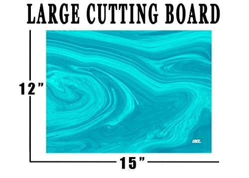 Aqua Blue Textured Marble Art Kitchen Glass Cutting Board Modern Decorative Gift Abstract Wavy Contrast Design 3 Aqua Blue Textured Marble Art Kitchen Glass Cutting Board Modern Decorative Gift Abstract Wavy Contrast Design - Image 3
