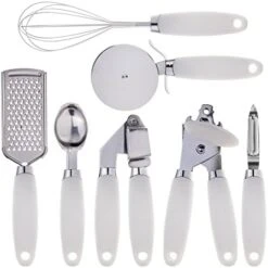 Ith COLOR 7 Pc Kitchen Gadget Set Copper Coated Stainless Steel Utensils With Soft Touch White Handles -Peugeot Shop 41YnsNcEMAL. AC