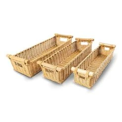 Ong Narrow Pole Handle Wicker Basket, Small, 17 In L X 5 In W X 5.25 In H, Sandstone -Peugeot Shop 41YoqPkcmFL