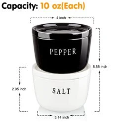Farmhouse Salt And Pepper Bowls Set, ALELION Salt Cellar With Lid, 10 Oz Salt And Pepper Container For Countertop, Black And White Modern Farmhouse Kitchen Decor, House Warming Gifts New Home, 2 Pcs -Peugeot Shop 41YryfwSmaL