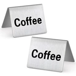 27051 Stainless Steel Table Tent Sign, (Coffee), 2"x 2", Set Of 2