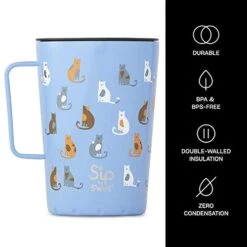 Ip By S'well Stainless Steel Takeaway Mug - 15 Fl Oz - Purrfect Morning - Double-Layered Vacuum-Insulated Travel Mug Keeps Coffee,and Drinks Cold For 10 Hours And Hot For 2 - BPA-Free Water Bottle -Peugeot Shop 41Yx16KF6uL