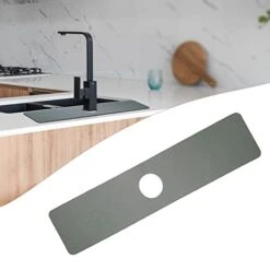 Faucet Mat For Kitchen Sink Long Splash Catcher Mat Faucet Drip Catcher Super Water Absorbent Pad Fast Drying Mat On Countertop Diatomite Grey