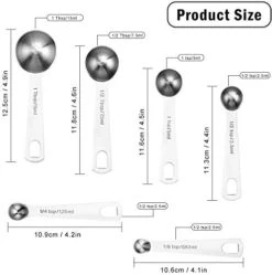 Molecee Measuring Spoons Set Stainless Steel - 7 Pieces Kitchen Aid Metal Spoons Includes Teaspoon And Tablespoon Engraved With Leveler And Ring Holder, Measuring Tiny Dry And Liquid Ingredients -Peugeot Shop 41YzoUZ6iZL