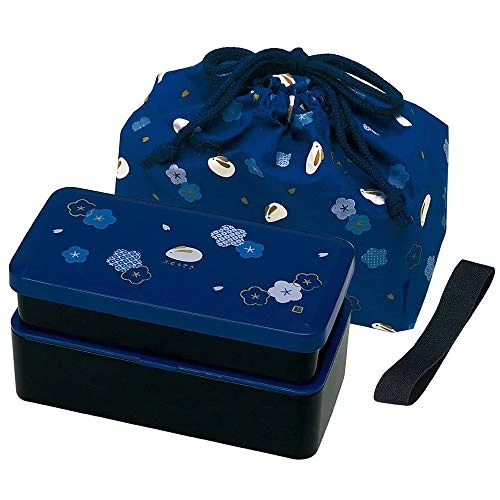 Japanese Traditional Rabbit Blossom Bento Box Set - Square 2 Tier Bento Box, Rice Ball Press, Bento Bag (Blue) 1 Japanese Traditional Rabbit Blossom Bento Box Set - Square 2 Tier Bento Box, Rice Ball Press, Bento Bag (Blue)