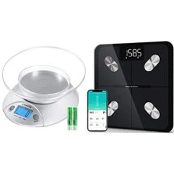 Food Kitchen Bowl Scale, Digital Ounces And Grams, 11lb/5kg, Backlit Display & Smart Scale For Body Weight, Bluetooth Electronic Body Composition Monitors, 400lb -Peugeot Shop 41Z1xjWUY L