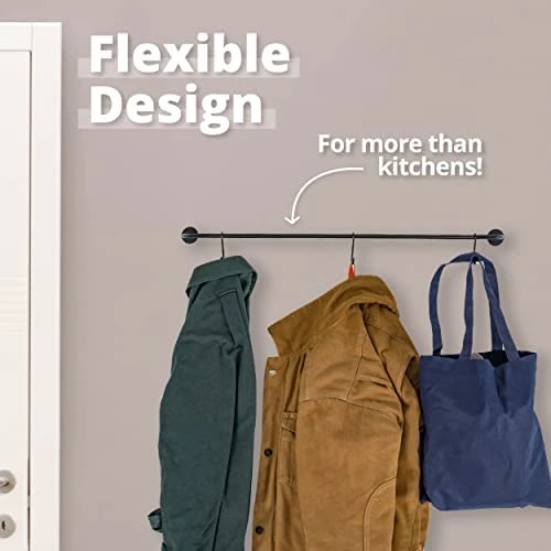 Greenco Pot And Pan Wall Mounted Rail Hanger Racks| Cookware Set And Storage Organization| 15-Hook Hanging Rack | Black Pots And Pans Organizer | Great For Kitchen Shelf 4 Greenco Pot And Pan Wall Mounted Rail Hanger Racks| Cookware Set And Storage Organization| 15-Hook Hanging Rack | Black Pots And Pans Organizer | Great For Kitchen Shelf - Image 4