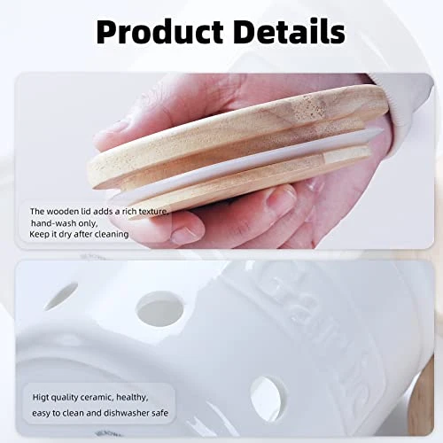 Porcelain Garlic Keeper With Lid, Ceramic Garlic Saver 4.3-Inch (White) 2 Porcelain Garlic Keeper With Lid, Ceramic Garlic Saver 4.3-Inch (White) - Image 2