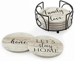 Coasters For Drinks, Set Of 6 Absorbent Drink Coasters With Holder, Rustic Ceramic Drink Coasters With Cork Backing For Table Protection, Housewarming Gifts, Farmhouse Décor 16 Coasters For Drinks, Set Of 6 Absorbent Drink Coasters With Holder, Rustic Ceramic Drink Coasters With Cork Backing For Table Protection, Housewarming Gifts, Farmhouse Décor -Peugeot Shop 41ZJmxdVGiL. AC