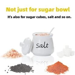 Ceramic Salt Bowl With Lid And Spoon 12oz (White) 14 Ceramic Salt Bowl With Lid And Spoon 12oz (White) -Peugeot Shop 41ZQKGixUiL