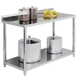 Stainless Steel Table For Prep & Work 40 X 25 Inches, Heavy Duty Commercial Work Table With Undershelf And Backsplash, Metal Prep Table For Outdoor, Indoor, Commercial Restaurant, Kitchen, Cafe, Hotel -Peugeot Shop 41ZQzcJU0tL