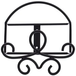 MyGift Wall Mounted Black Metal Wire Collectible Plate Display Holder, 2 Tiered Scrollwork Design Wall Rack For Round Plates Up To 10 Inches -Peugeot Shop 41ZUu9bafdL
