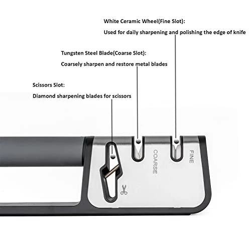 Knife Sharpeners, 2 Stage Best Knife Sharpener, 3-in-1 Quality Kitchen Knives And Scissors Sharpener With Diamond, Ceramic Wheel, Tungsten 3 Knife Sharpeners, 2 Stage Best Knife Sharpener, 3-in-1 Quality Kitchen Knives And Scissors Sharpener With Diamond, Ceramic Wheel, Tungsten - Image 3
