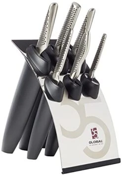 Global 35th Anniversary Special Edition 7-Piece Knife Set Containing 6 Knives & 1 Knife Block – Cromova 18 High Carbon Stainless Steel