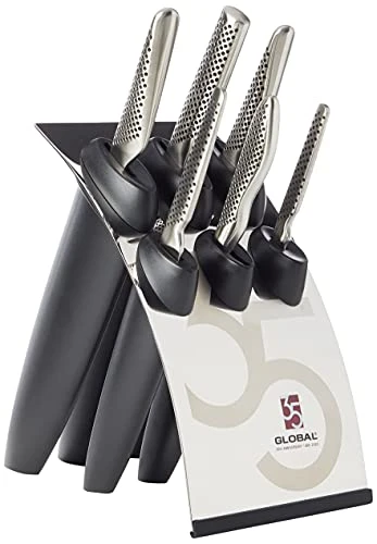Global 35th Anniversary Special Edition 7-Piece Knife Set Containing 6 Knives & 1 Knife Block – Cromova 18 High Carbon Stainless Steel 1 Global 35th Anniversary Special Edition 7-Piece Knife Set Containing 6 Knives & 1 Knife Block – Cromova 18 High Carbon Stainless Steel