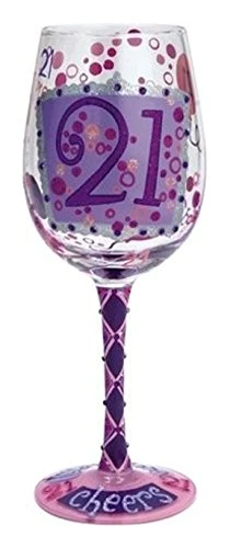 Enesco 21st Birthday Wine Glass, 1 Count (Pack Of 1), Multicolor