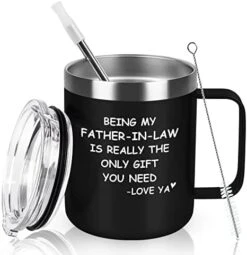 Being My Father-in-Law Stainless Steel Coffee Mug, Father's Day, Birthday, Christmas Gift For Father In Law, Dad, Father, Step Dad, Daddy, Insulated Coffee Mug With Lid And Handle, Black -Peugeot Shop 41ZsLfGFEOL. AC