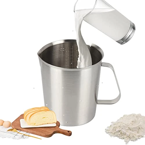 Measuring Cups With Handle Food Grade 304 Stainless Steel Baking Measuring Cups, 2 Measuring Scales - Ounce ML, 16 24 32 OZ (2000ml/67oz) 1 Measuring Cups With Handle Food Grade 304 Stainless Steel Baking Measuring Cups, 2 Measuring Scales - Ounce ML, 16 24 32 OZ (2000ml/67oz)