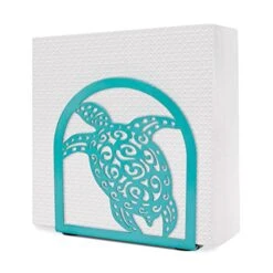 Beach Coastal Theme Sea Turtle Napkin Holder For Table Kitchen Decor, Cast Iron Napkin Holders Dispenser For Kitchen,Dinning,Picnic, Teal Turtle Napkins Holder Kitchen Accessories And Decor