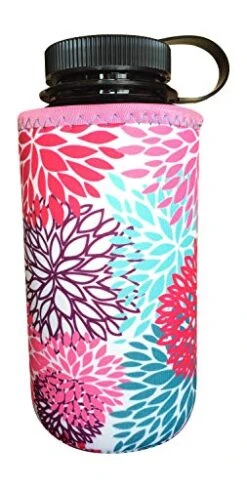 XL - #1 Neoprene 32-40 Oz Water Bottle Insulator Cooler Coolie - Petals