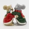 Fine Ceramic Christmas Holidays Mouse Couple Hugging Salt & Pepper Shakers Set, 3-3/8" H