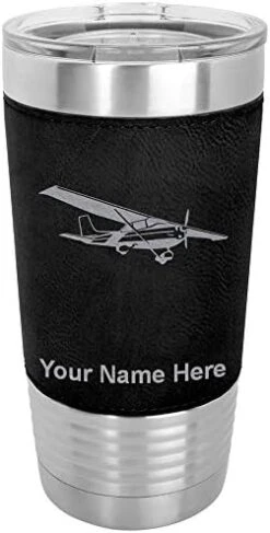 20oz Vacuum Insulated Tumbler Mug, High Wing Airplane, Personalized Engraving Included (Faux Leather, Rustic) -Peugeot Shop 41a1NrKO 5L. AC