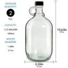 2 Pack 64oz Glass Gallon Jugs With Handle And Black Plastic Lids, Half-Gallon, Glass Water Bottles Ideal For Kombucha, Home Brew, Vanilla Extract, Distilled Water, Beer, Soda, Cider (Clear)