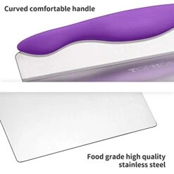 Kitchen Baking Cake Safe Lifter Transfer Shovel Stainless Steel Cookie Spatula Bottom Mover Scraper Bread And Pizza Dough Cutter For Baking Homemade Pizza, Bread, Cake, Pie(Purple)