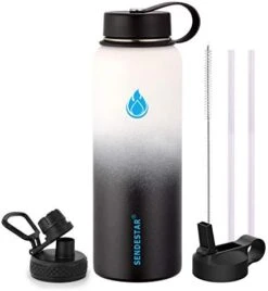 Stainless Steel Water Bottle, 2 Or 3 Lids(32 Oz,40 Oz,64oz), Double Wall Vacuum Insulated Leak Proof, Wide Mouth Water Bottle With Straw Lid, Spout Lid, Keep Liquids Hot Or Cold -Peugeot Shop 41a7KdfOlL. AC