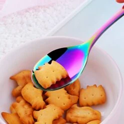 Kids Silverware, Poylim Stainless Steel Children Flatware Set, Toddler Utensils Set Of 2, Rainbow -Peugeot Shop 41aDKNaquML