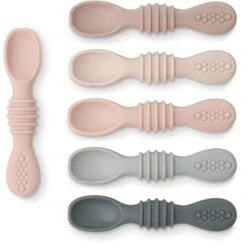 Licone Baby Spoons - Self Feeding, 6 Months, First Stage Infant Spoons For Babies & Toddlers - Set Of 6 BPA Free, Dishwasher, Microwave Safe Food Utensils - Neutral -Peugeot Shop 41aGh2dEjsL 1