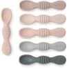 Licone Baby Spoons - Self Feeding, 6 Months, First Stage Infant Spoons For Babies & Toddlers - Set Of 6 BPA Free, Dishwasher, Microwave Safe Food Utensils - Neutral