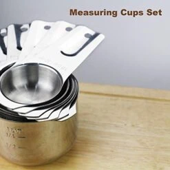 Ueasuring Cups And Spoons Set Of 13, Heavy Duty 18/8 Stainless Steel Ergonomic Handle Measuring Spoons & Cups With Ring Connector