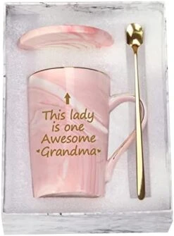 Best Grandma Mug Best Grandma Ever Mug Grandma Gifts Birthday Mothers Day Gifts For Grandma From Granddaughter Grandson Grandchildren Grandkids 12 Ounce Exquisite Box Spoon And Mug Mat Pink -Peugeot Shop 41aN44dyC5L. AC