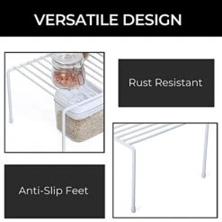 Smart Design Cabinet Storage Shelf Rack - Set Of 6 - Large - 8.5 X 16 Inch - Steel Metal Wire - Rust Resistant Coating - Dish, Counter And Pantry Organization - Kitchen - White -Peugeot Shop 41aNMdNPSHL