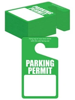 Green Parking Permit Hang Tags, 50 Pack, Poly Plastic Parking Placards, Temporary Parking Passes, Bulk Pack, 3" X 5" Placards For Rearview Mirror, Thick Gauge (0.2"/0.5 Mm), By Better Office Products