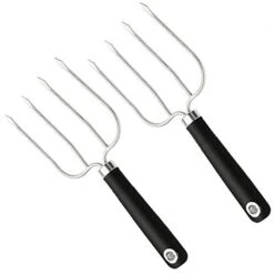 Urkey And Poultry Lifter Fork, Set Of 2 Stainless Steel Cooking Roasting Carving Meat Forks Tools Heat-resistant For BBQ Barbecue Grilling Smoking Transport Turning