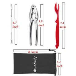 Ajmyonsp 12Pcs Crab Crackers And Tools/Lobster Nut Crackers And Picks - 6 Crab Leg Forks 4 Lobster Shellers, 2 Stainless Steel Seafood Crackers & Storage Bag -Peugeot Shop 41aXaWxFXpL