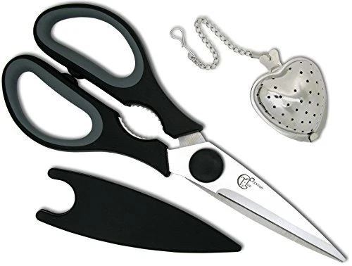 Kitchen Scissors With Magnetic Holder & Tea Infuser - Ultra Sharp Strong Durable - 100% Rust Proof - Soft Grip 1 Kitchen Scissors With Magnetic Holder & Tea Infuser - Ultra Sharp Strong Durable - 100% Rust Proof - Soft Grip