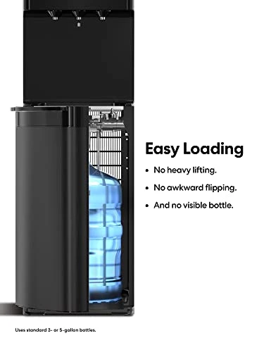 Brio CLBL520SCBLK Self-Cleaning Bottom Load Water Cooler Dispenser For 3 & 5 Gallon Bottles – Hot, Room & Cold Spouts, Child-Safety Lock, LED Display & Night Light, Black Stainless Steel 4 Brio CLBL520SCBLK Self-Cleaning Bottom Load Water Cooler Dispenser For 3 & 5 Gallon Bottles – Hot, Room & Cold Spouts, Child-Safety Lock, LED Display & Night Light, Black Stainless Steel - Image 4
