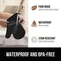 Heat And Slip Resistant Silicone Oven Mitts Set, Soft Cotton Lining, Waterproof, BPA-Free, Long Flexible Thick Gloves For Cooking, BBQ, Kitchen Mitt Potholders, Sets Of 2, 12.5 In, Black 19 Heat And Slip Resistant Silicone Oven Mitts Set, Soft Cotton Lining, Waterproof, BPA-Free, Long Flexible Thick Gloves For Cooking, BBQ, Kitchen Mitt Potholders, Sets Of 2, 12.5 In, Black -Peugeot Shop 41anEIt8OYL
