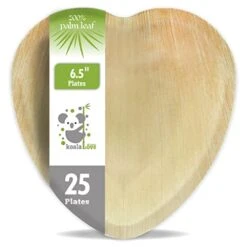 Palm Leaf 6.5 Inch Heart Bowls, 100% Compostable Disposable Eco-Friendly & Biodegradable Party Tableware, Best Alternative To Plastic, By KoalaLove>