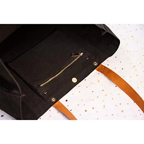 ELEGANTPARK Personalized Birthday Gifts For Women Mom Friend Sister Teacher Appreciation Gifts Monogrammed Gifts Initial Tote Bag Present Bag Black Canvas Tote Bag With Pocket Gold Letter I 5 ELEGANTPARK Personalized Birthday Gifts For Women Mom Friend Sister Teacher Appreciation Gifts Monogrammed Gifts Initial Tote Bag Present Bag Black Canvas Tote Bag With Pocket Gold Letter I - Image 5