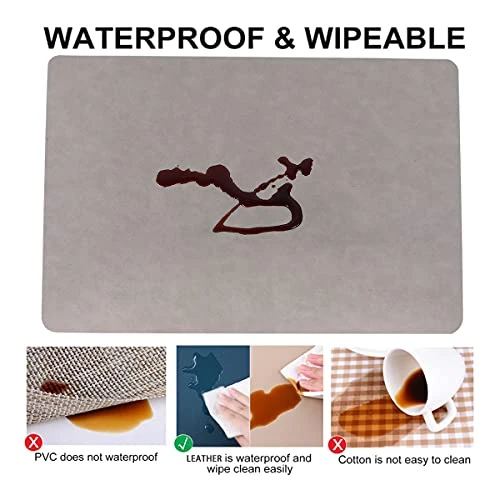 Placemats,Placemats For Dining Table Set Of 6,11.8" X 17"Eco-Friendly Faux Leather Place Mats,Washable Table Mats,Heat-Resistant For Dining Table Decor (Grey, 6) 3 Placemats,Placemats For Dining Table Set Of 6,11.8" X 17"Eco-Friendly Faux Leather Place Mats,Washable Table Mats,Heat-Resistant For Dining Table Decor (Grey, 6) - Image 3