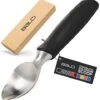 Ice Cream Scoop - Heavy Duty Stainless Steel Icecream Scooper With Non-Slip Rubber Grip - Professional Metal Ice-Cream Spade - Dishwasher Safe – Black