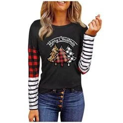Crewneck Sweatshirts For Women Cute Fashion Christmas Print Long Sleeve Sweatshirts Loose Tops Pullover Top Streetwear