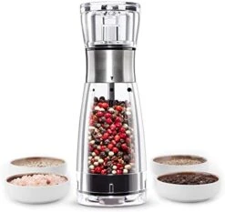 TR-PM001 Salt Professional Stainless Steel Manual Pepper Grinder Mill With Rotate Tab And Refillable, Fits In Home, Kitchen, BBQ, Acrylic, Transparent -Peugeot Shop 41bTEciHT9L. AC